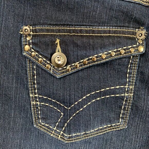 Christopher & Banks Jeans sz 4 Straight Leg Dark Wash Embellished Pockets - Picture 8 of 11
